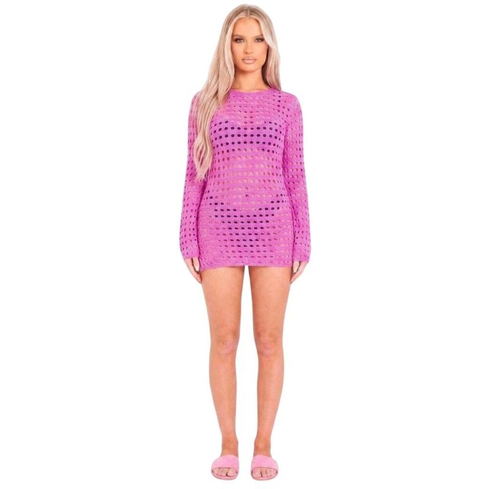Missy Empire Womens/Ladies Crochet Low Back Mini Dress / Pink